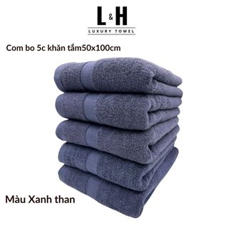 Combo 5c Khăn tắm Basic Kokoya cỡ vừa 50x100cm, thấm hút nước tốt, không phai màu (tặng 5 khăn lau MJ)
