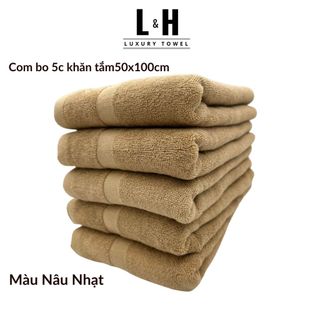 Combo 5c Khăn tắm Basic Kokoya cỡ vừa 50x100cm, thấm hút nước tốt, không phai màu (tặng 5 khăn lau MJ)