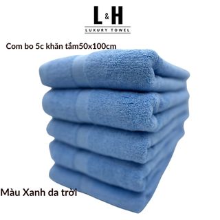 Combo 5c Khăn tắm Basic Kokoya cỡ vừa 50x100cm, thấm hút nước tốt, không phai màu (tặng 5 khăn lau MJ)