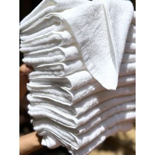 Khăn trắng Lau đầu, khăn mặt cho khách sạn logo kt 35x80cm, 120g