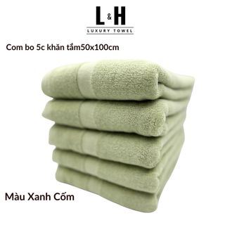 Combo 5c Khăn tắm Basic Kokoya cỡ vừa 50x100cm, thấm hút nước tốt, không phai màu (tặng 5 khăn lau MJ)