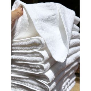 Khăn trắng Lau đầu, khăn mặt cho khách sạn logo kt 35x80cm, 120g