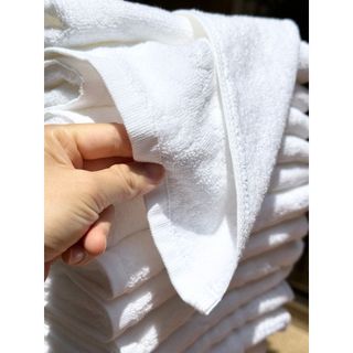 Khăn trắng Lau đầu, khăn mặt cho khách sạn logo kt 35x80cm, 120g