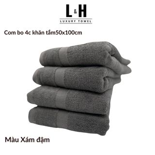 Combo 4c Khăn tắm Basic Kokoya cỡ vừa 50x100cm, thấm hút nước tốt, không phai màu (tặng 4 khăn lau MJ)