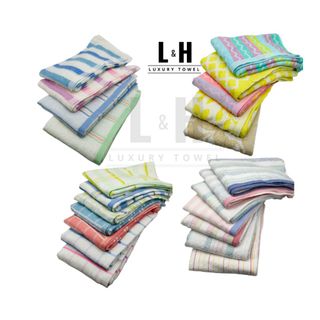 Khăn tắm kẻ xuất dư XD, KT 60x120cm, 220g, đa dạng nhiều mẫu, 100% cotton, thấm hút nước tốt