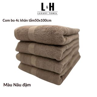 Combo 4c Khăn tắm Basic Kokoya cỡ vừa 50x100cm, thấm hút nước tốt, không phai màu (tặng 4 khăn lau MJ)