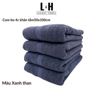 Combo 4c Khăn tắm Basic Kokoya cỡ vừa 50x100cm, thấm hút nước tốt, không phai màu (tặng 4 khăn lau MJ)