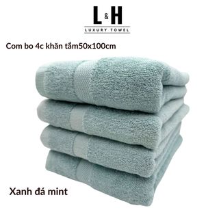 Combo 4c Khăn tắm Basic Kokoya cỡ vừa 50x100cm, thấm hút nước tốt, không phai màu (tặng 4 khăn lau MJ)