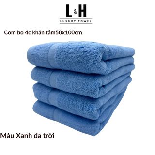 Combo 4c Khăn tắm Basic Kokoya cỡ vừa 50x100cm, thấm hút nước tốt, không phai màu (tặng 4 khăn lau MJ)