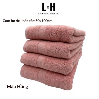 Combo 4c Khăn tắm Basic Kokoya cỡ vừa 50x100cm, thấm hút nước tốt, không phai màu (tặng 4 khăn lau MJ)