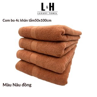 Combo 4c Khăn tắm Basic Kokoya cỡ vừa 50x100cm, thấm hút nước tốt, không phai màu (tặng 4 khăn lau MJ)