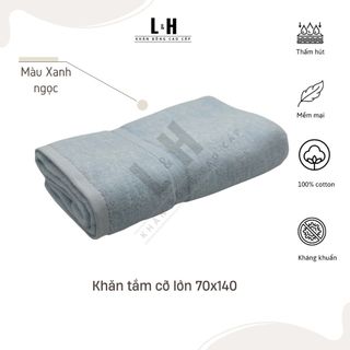 Khăn Tắm Cotton Cao Cấp HANOITEX Cỡ Lớn 70x140cm, Mềm Mịn, Không Xù Lông, Thấm Hút