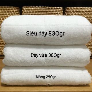Khăn tắm trắng MJ cao cấp, KT 70x140cm, 380g dày, mềm mại, thấm hút nước tốt