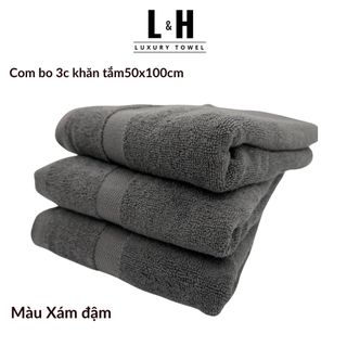Combo 3c Khăn tắm Basic Kokoya cỡ vừa 50x100cm, thấm hút nước tốt, không phai màu (tặng 3 khăn lau MJ)