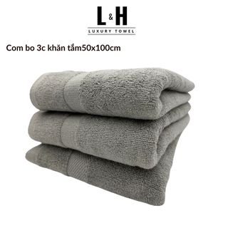 Combo 3c Khăn tắm Basic Kokoya cỡ vừa 50x100cm, thấm hút nước tốt, không phai màu (tặng 3 khăn lau MJ)