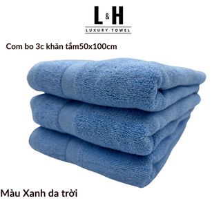 Combo 3c Khăn tắm Basic Kokoya cỡ vừa 50x100cm, thấm hút nước tốt, không phai màu (tặng 3 khăn lau MJ)