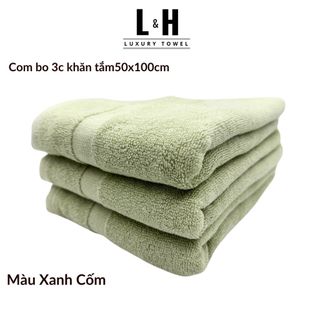 Combo 3c Khăn tắm Basic Kokoya cỡ vừa 50x100cm, thấm hút nước tốt, không phai màu (tặng 3 khăn lau MJ)