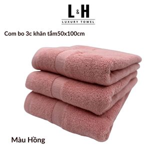 Combo 3c Khăn tắm Basic Kokoya cỡ vừa 50x100cm, thấm hút nước tốt, không phai màu (tặng 3 khăn lau MJ)