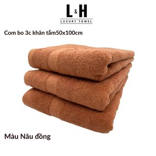 Combo 3c Khăn tắm Basic Kokoya cỡ vừa 50x100cm, thấm hút nước tốt, không phai màu (tặng 3 khăn lau MJ)