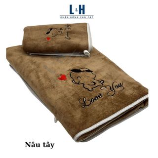 Bộ 2 chiếc khăn tắm cao cấp màu Hàn Quốc cho bé, kt 70x140cm và 35x75cm