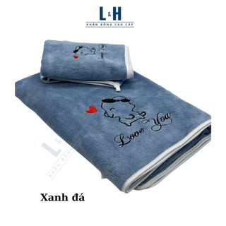 Bộ 2 Chiếc Khăn Tắm Cao Cấp Màu Hàn Quốc Cho Bé, KT 70x140cm và 35x75cm