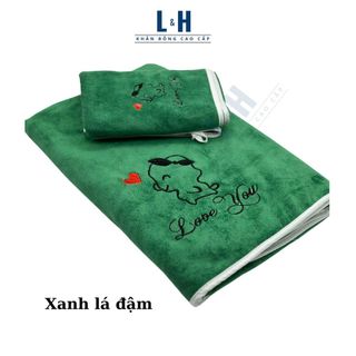 Bộ 2 chiếc khăn tắm cao cấp màu Hàn Quốc cho bé, kt 70x140cm và 35x75cm