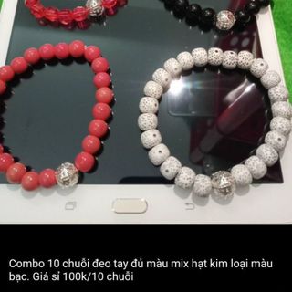 Chuỗi đủ màu sắc vòng tay 8li mix hạt kim loại