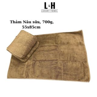 Thảm lau chân cotton Nâu sữa dày 700g, 55x85cm