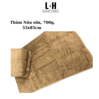 Thảm lau chân cotton Nâu sữa dày 700g, 55x85cm