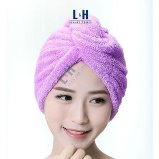 Khăn quấn ủ tóc lông cừu hạt gạo, lau khô siêu tốc