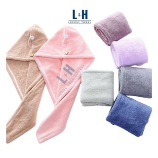 Khăn quấn ủ tóc lông cừu hạt gạo, lau khô siêu tốc