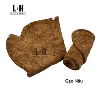 Khăn quấn ủ tóc lông cừu hạt gạo, lau khô siêu tốc