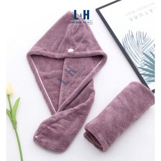 Khăn quấn ủ tóc lông cừu hạt gạo, lau khô siêu tốc
