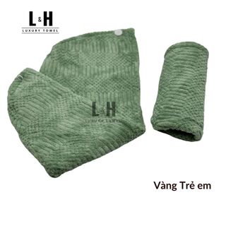 Khăn quấn ủ tóc lông cừu hạt gạo, lau khô siêu tốc
