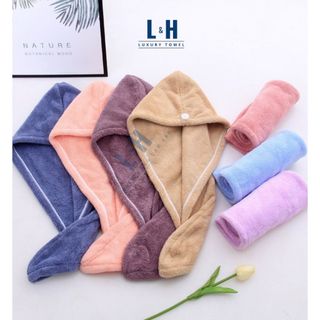 Khăn quấn ủ tóc lông cừu hạt gạo, lau khô siêu tốc