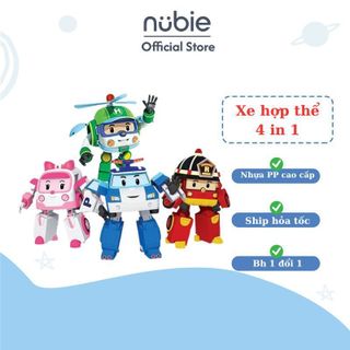 Xe Cảnh Sát Robot Biến Đổi Nubie Trẻ Em Bé 4 in 1 Robot Xếp Hình Tháo Lắp Và Tháo Lắp Biến Hình Ô Tô Đồ Chơi