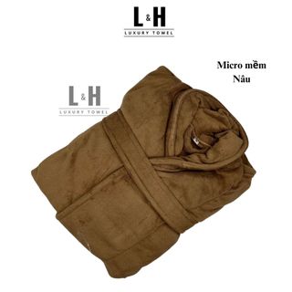 Áo Choàng Tắm Cao Cấp Microfiber, Áo Choàng Tắm Lông Cừu Kẻ Sọc
