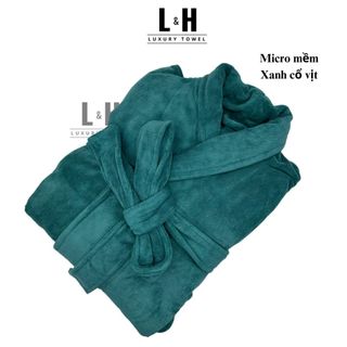 Áo Choàng Tắm Cao Cấp Microfiber, Áo Choàng Tắm Lông Cừu Kẻ Sọc