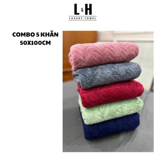 Combo 5c Khăn tắm lông cừu lông vũ, KT 50x100cm, Màu Giao Ngẫu Nhiên