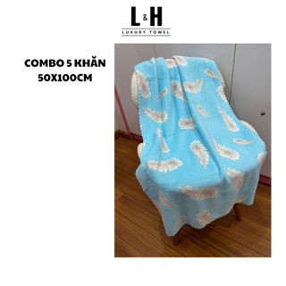 Combo 5c Khăn tắm lông cừu lông vũ, KT 50x100cm, Màu Giao Ngẫu Nhiên