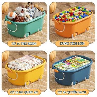 Thùng Đựng Đồ Chơi Hoạt Hình Đa Năng Cho Bé Có Bánh Xe Và Nắp Đậy Tiện Dụng