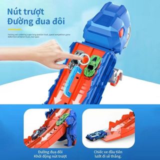Nubie Đồ Chơi Xe Khủng Long Nuốt Ô Tô Đường Ray Xe Hơi, Đồ Chơi Biến Hình Xe Khủng Long Đầy Màu Sắc-Kèm 6 Xe Nhỏ