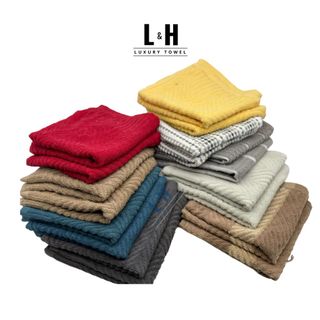 Set 5 Khăn lau tay MJ Xương Cá, nhiều màu, kt 30x30cm