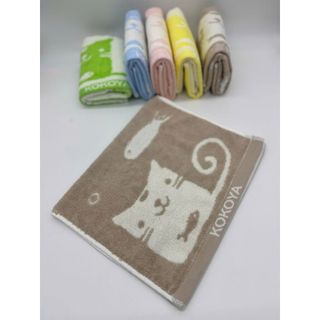Khăn mặt trẻ em cao cấp Kokoya, hình mèo & cá, 100% cotton chọn lọc