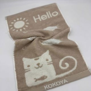 Khăn mặt trẻ em cao cấp Kokoya, hình mèo & cá, 100% cotton chọn lọc