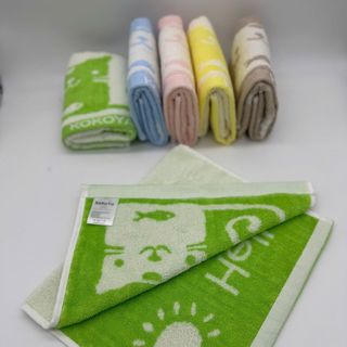 Khăn mặt trẻ em cao cấp Kokoya, hình mèo & cá, 100% cotton chọn lọc