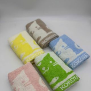 Khăn mặt trẻ em cao cấp Kokoya, hình mèo & cá, 100% cotton chọn lọc