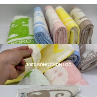 Khăn Mặt Trẻ Em Cao Cấp Kokoya Hình Mèo & Cá, 100% Cotton Chọn Lọc
