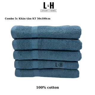 Combo 5c Khăn tắm cotton Basic cao cấp 50x100cm, thấm hút nước tốt, không bai xù