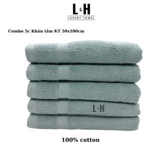 Combo 5c Khăn tắm cotton Basic cao cấp 50x100cm, thấm hút nước tốt, không bai xù
